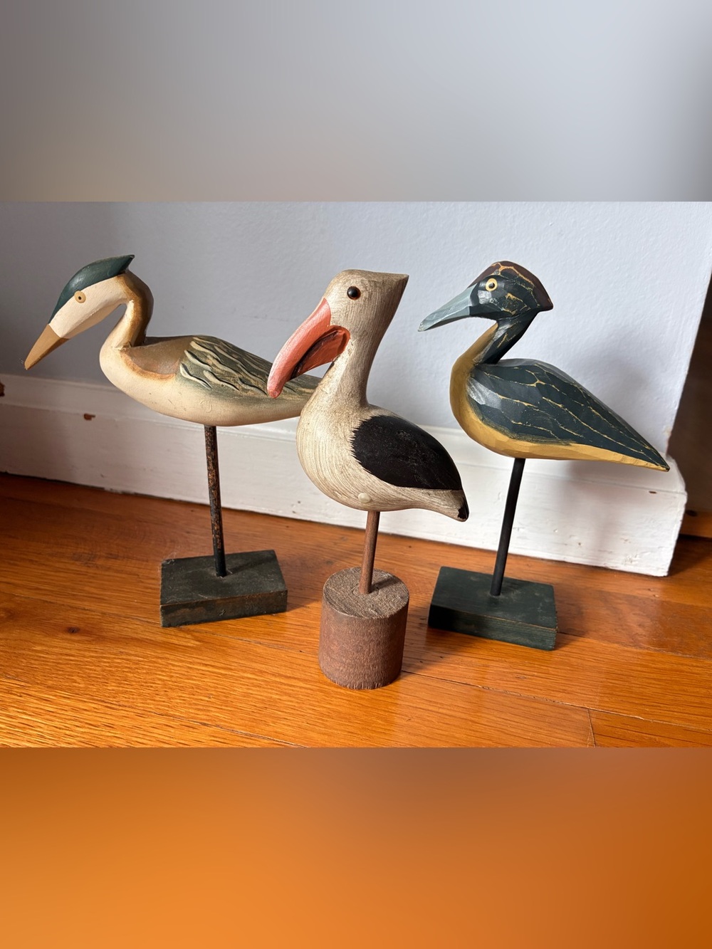 Wooden Seaside Bird Figurines (set of 3) Nautical